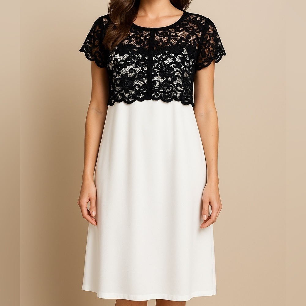 Venus Black Lace Overlay Dress Size 12 - Picture 1 of 16